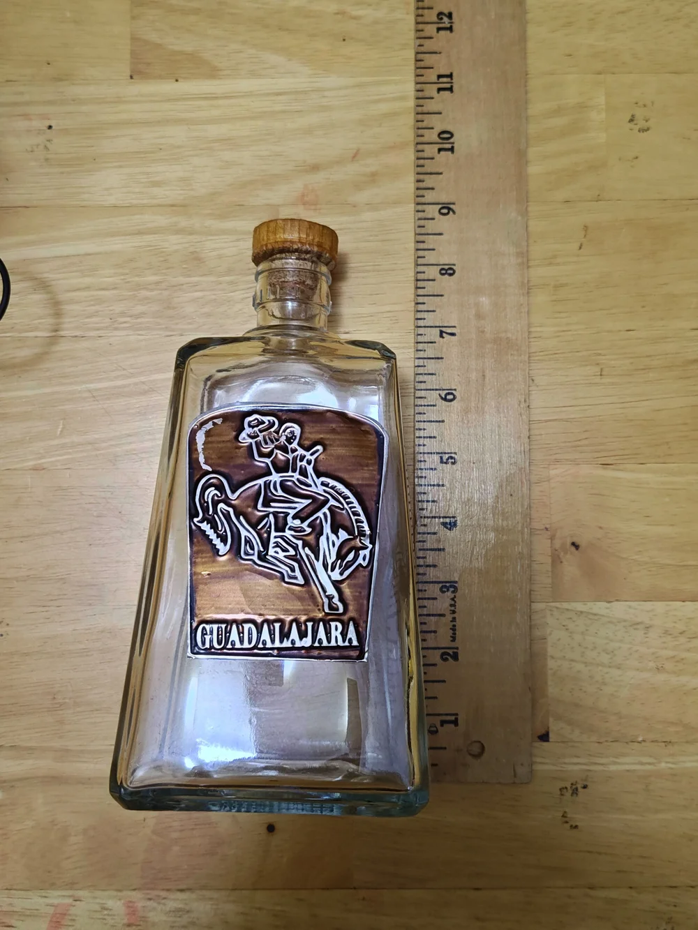 Vintage Guadalajara Tequila Decanter Set with 6 Shot Glasses Wrought Iron Stand